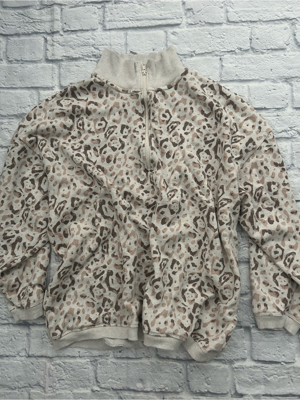 Aerie Leopard Print Half-Zip Pullover